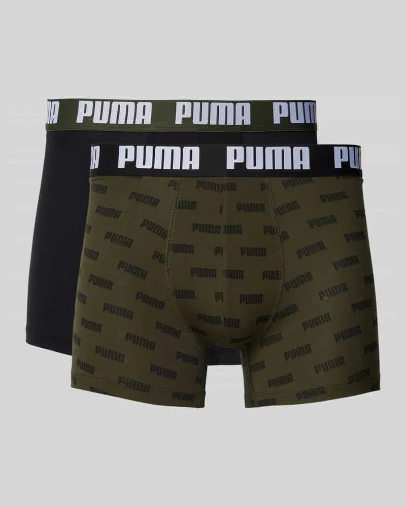 Puma Boxershorts mit elastischem Label-Bund im 2er-Pack Oliv
