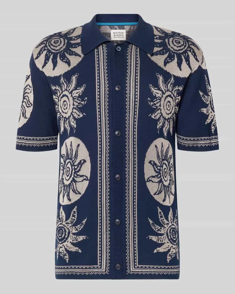 Scotch&Soda Freizeithemd mit Polokragen und Knopfleiste Marine