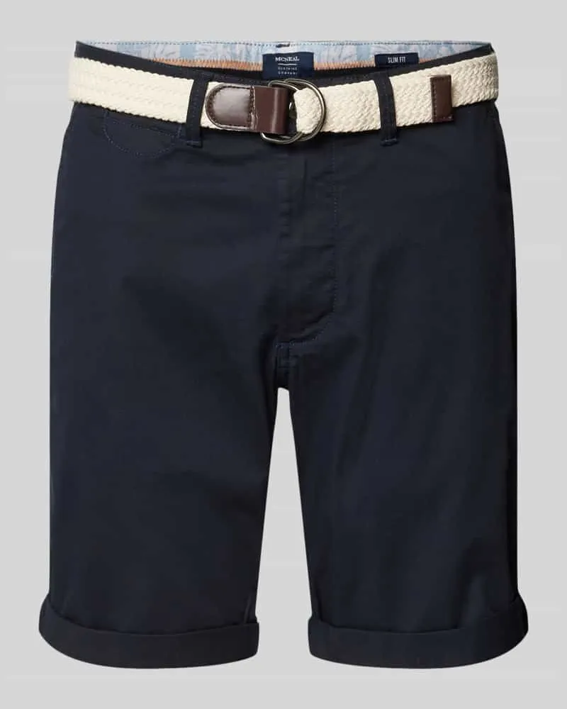McNeal Slim Fit Bermudas mit Gürtel Marine