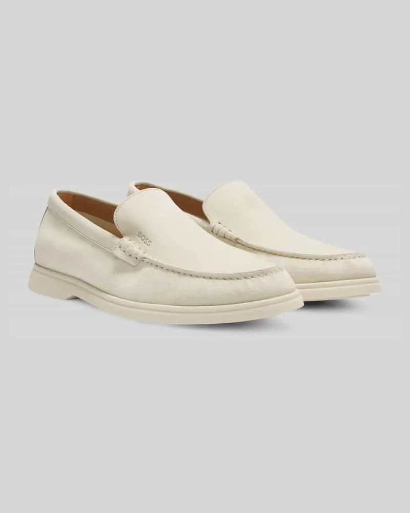 HUGO BOSS Slipper aus echtem Leder Offwhite