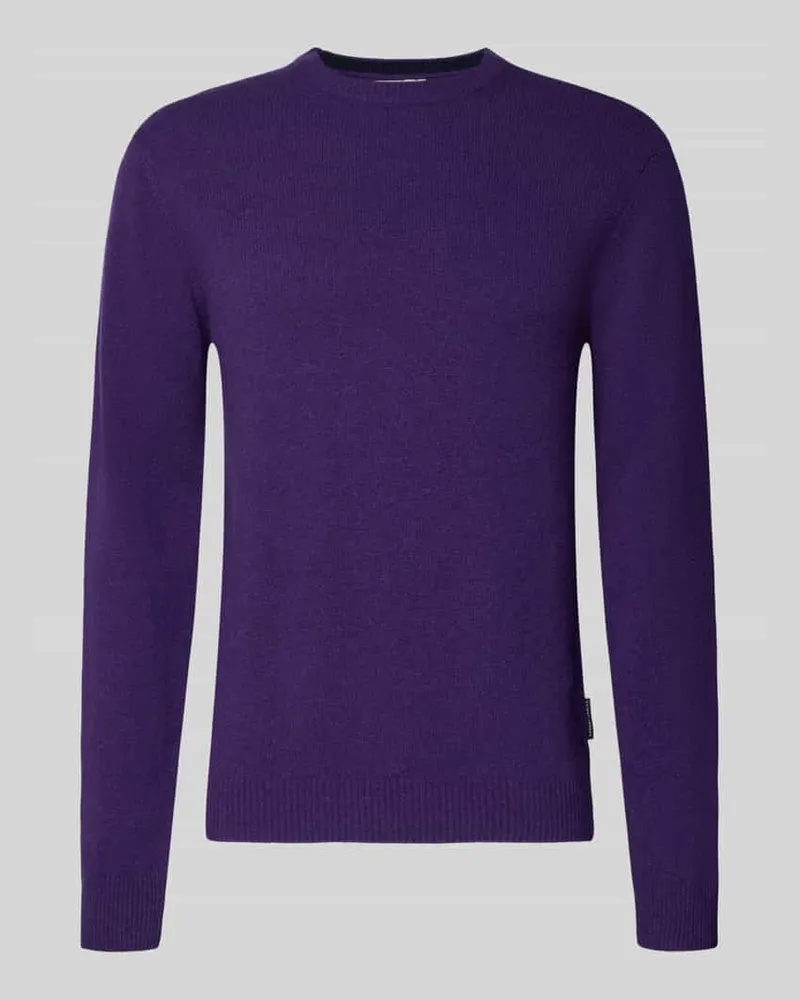 Casual Friday Oversized Strickpullover mit gerippten Abschlüssen Lila