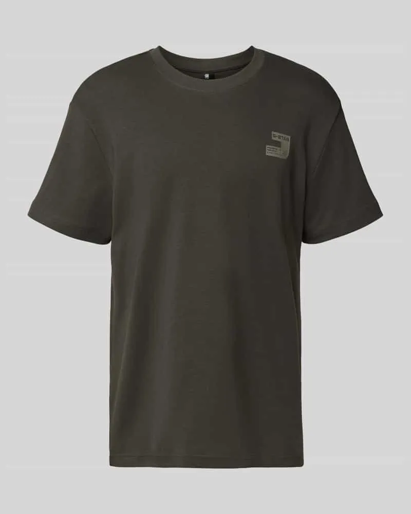 G-STAR RAW T-Shirt mit Label-Print Dunkelgrau