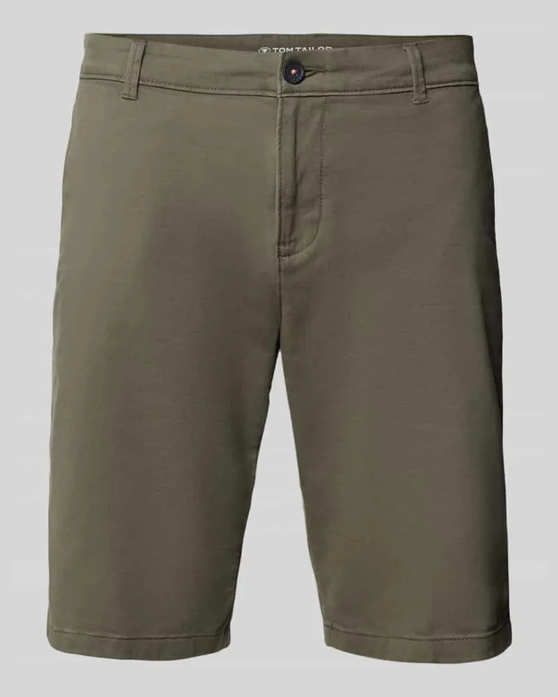 Tom Tailor Slim Fit Chinoshorts aus Baumwoll-Mix Khaki