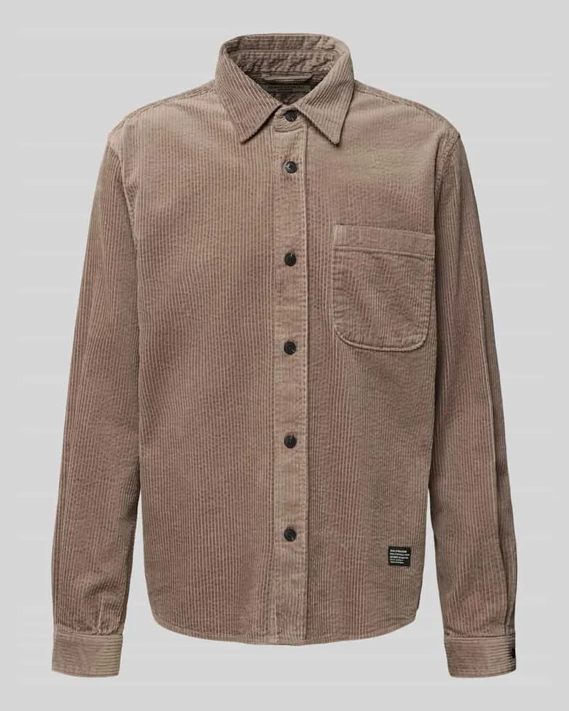 Marc O'Polo Regular Fit Hemdjacke mit Brusttasche Beige