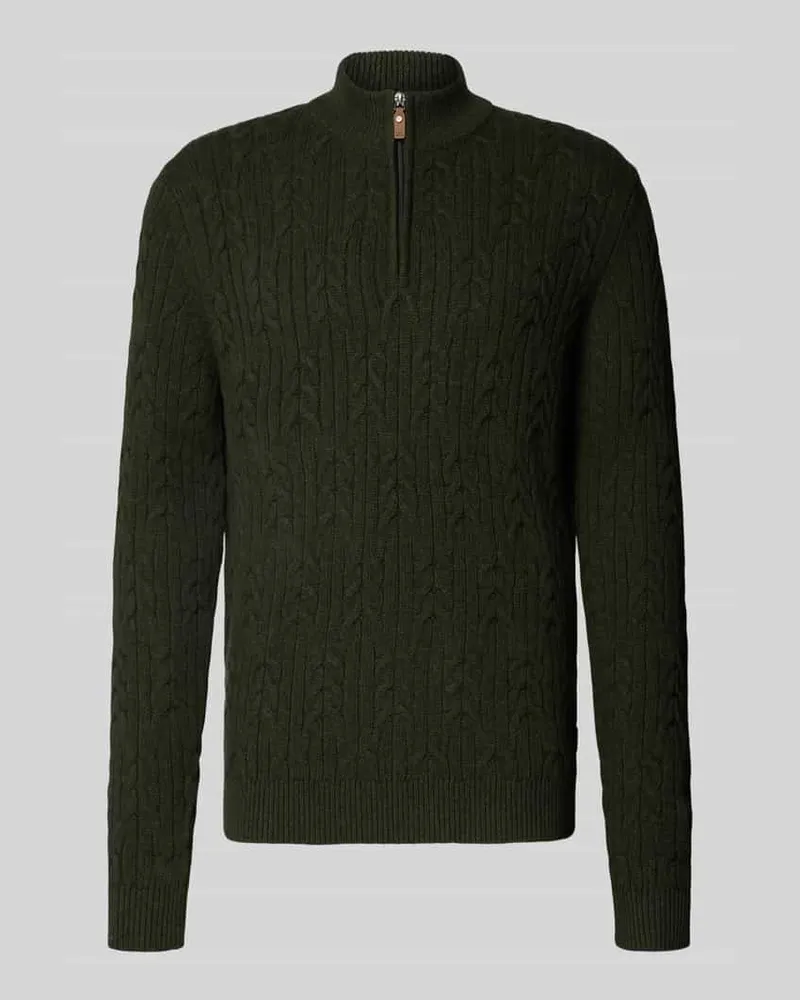 Fynch-Hatton Slim Fit Strickpullover aus Baumwoll-Woll-Mix Khaki