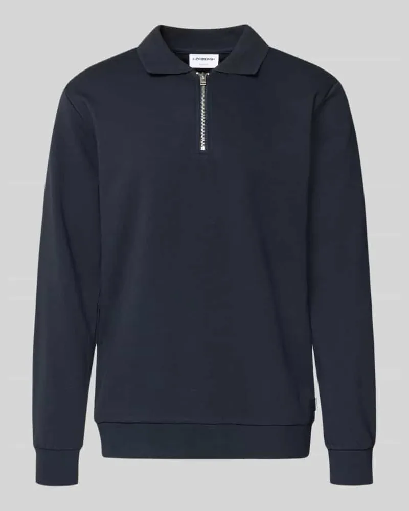 Lindbergh Sweatshirt mit Polokragen und Reißverschluss Marine