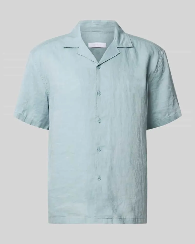 Only & Sons Relaxed Fit Freizeithemd aus reinem Leinen Modell 'FLYNN Aqua