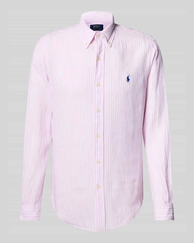 Ralph Lauren Custom Fit Leinenhemd mit Label-Stitching Rosa