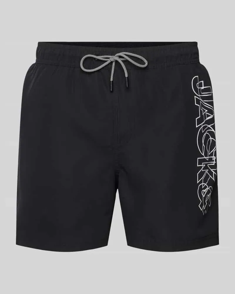 Jack & Jones Badehose mit elastischem Bund Modell 'FIJI Black