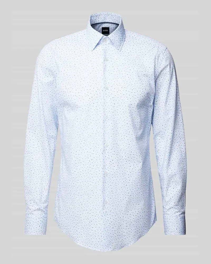 HUGO BOSS Regular Fit Business-Hemd mit Knopfleiste Modell 'Hank Bleu