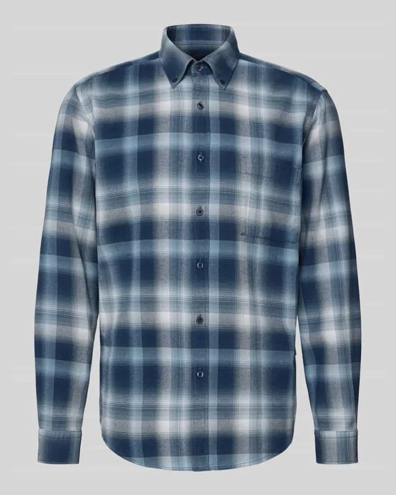 HUGO BOSS Regular Fit Freizeithemd aus reiner Baumwolle Modell 'RICKERT_M Marine