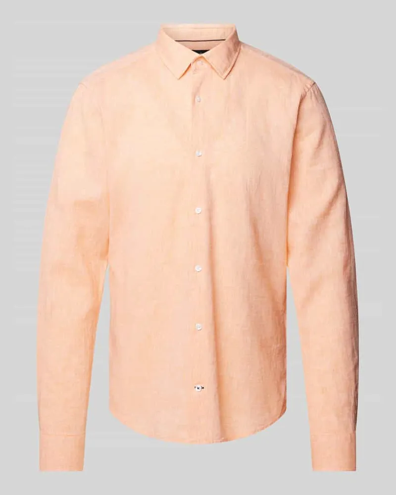 JOOP! Slim Fit Businesshemd aus Leinen-Baumwoll-Mix Apricot