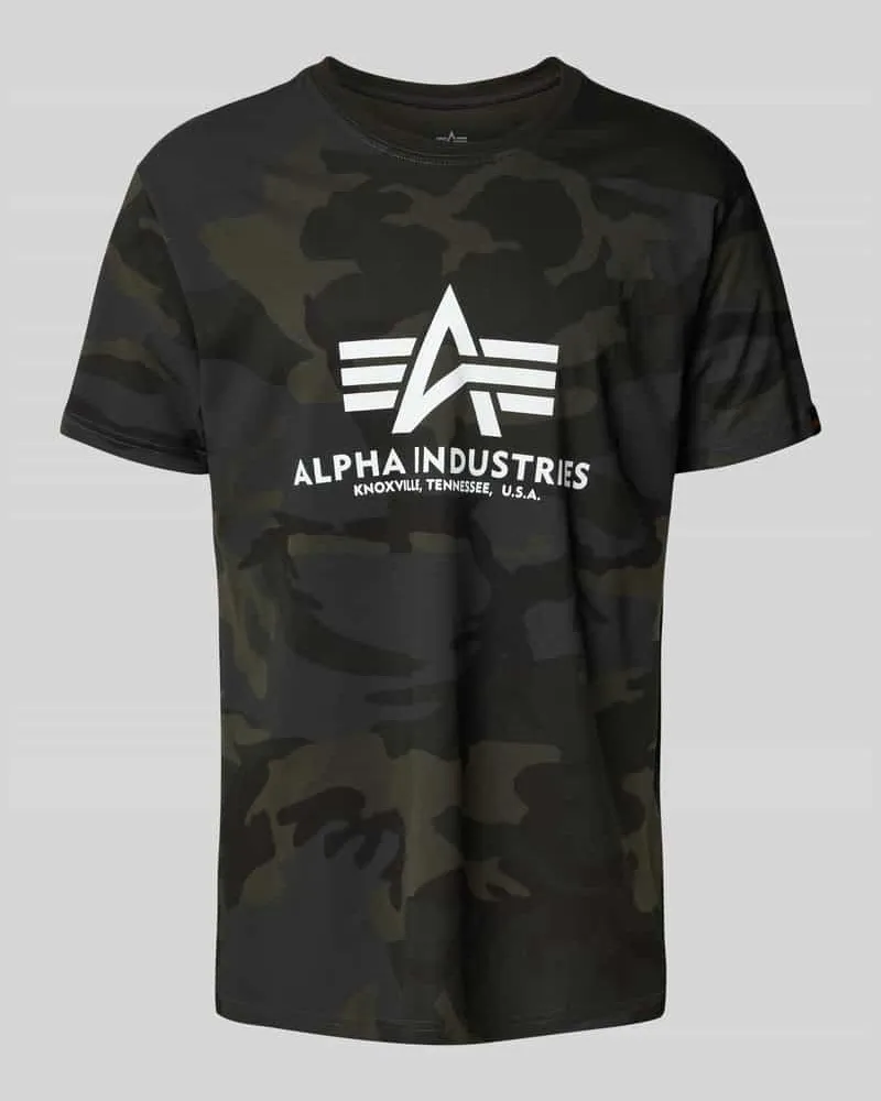 Alpha Industries T-Shirt mit Label-Print und Rundhalsausschnitt Black