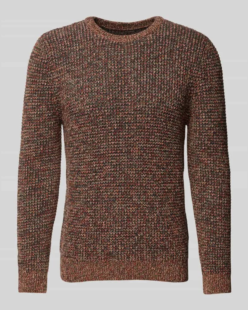 Ragman Strickpullover mit gerippten Abschlüssen Rostrot