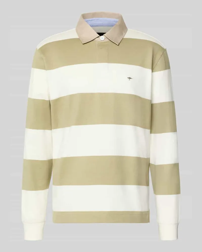 Fynch-Hatton Regular Fit Poloshirt mit Streifenmuster und Label-Stitching Offwhite
