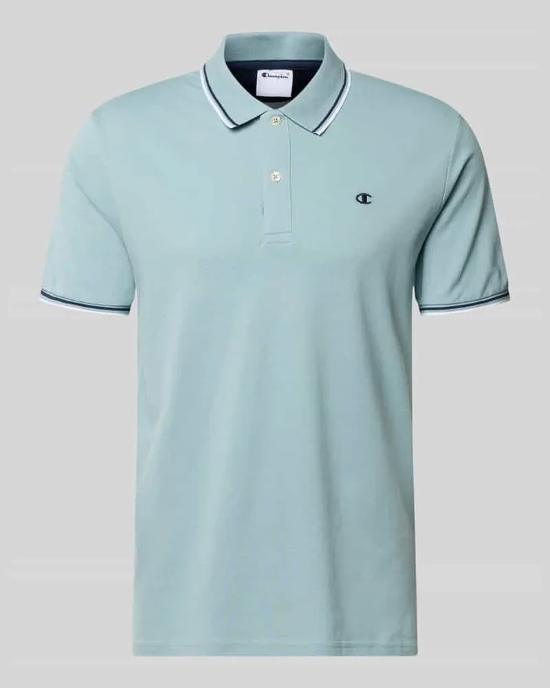 Champion Slim Fit Poloshirt mit Label-Stitching Aqua