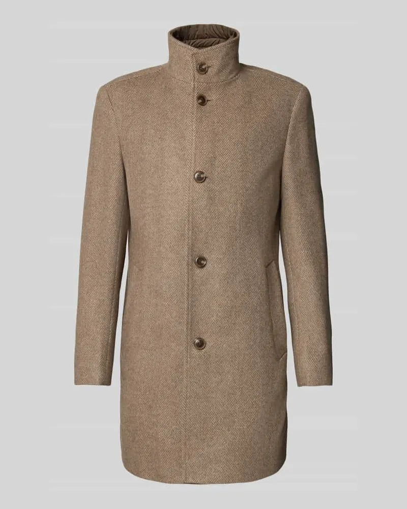 HUGO BOSS Slim Fit Wollmantel mit Fischgrätenmuster Modell 'HYDE 