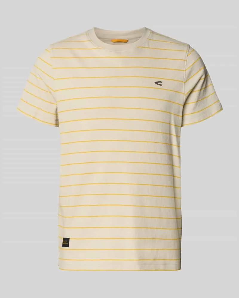 Camel Active T-Shirt mit Streifenmuster und Logo Gelb