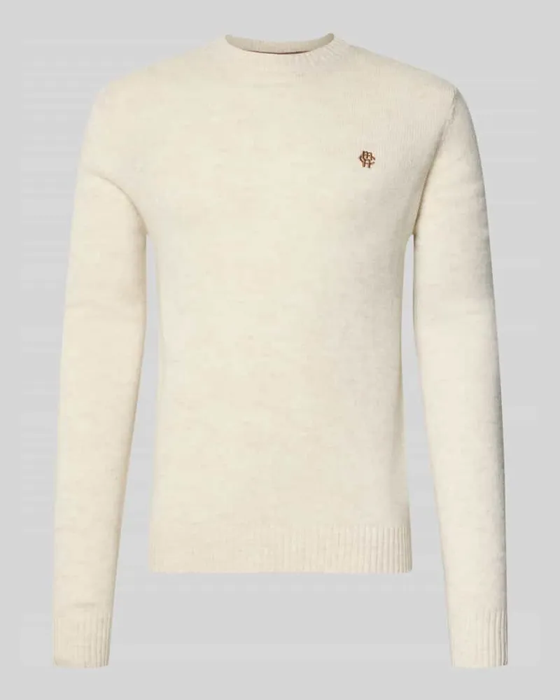 McNeal Slim Fit Strickpullover aus reiner Wolle mit Label-Stitching Kitt