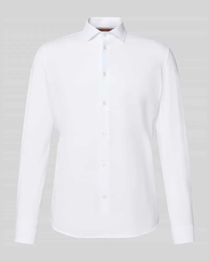 CRUNA Slim Fit Business-Hemd mit Knopfleiste Weiss
