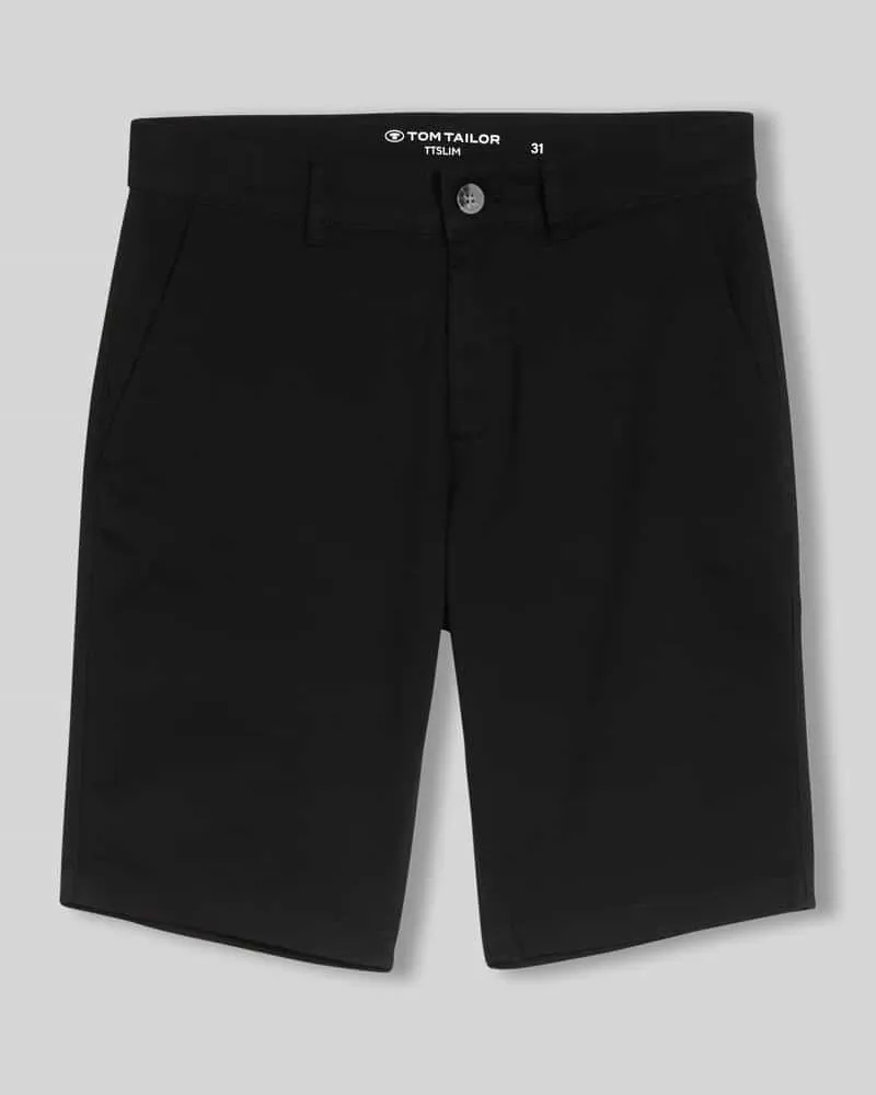 Tom Tailor Regular Fit Bermuda aus reiner Baumwolle Black