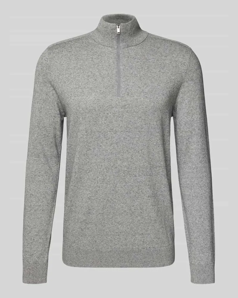 Selected Homme Regular Fit Troyer aus reiner Baumwolle Modell 'BERG Hellgrau