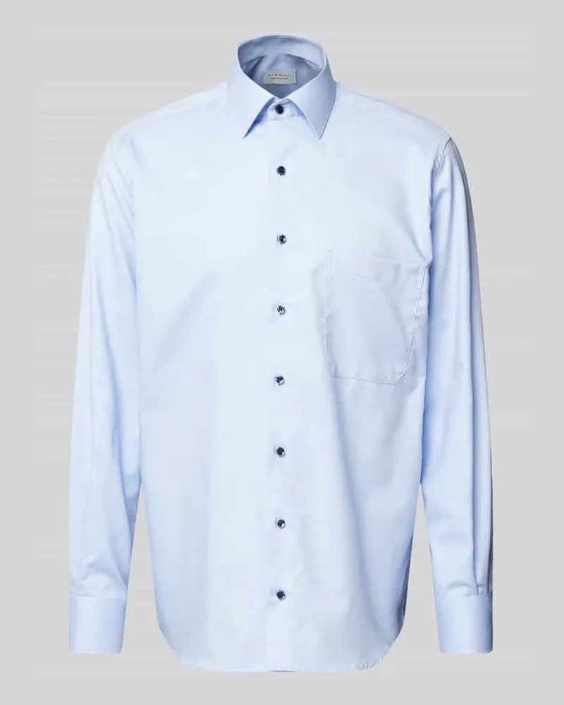 Eterna Comfort Fit Businesshemd aus Uni Struktur Bleu