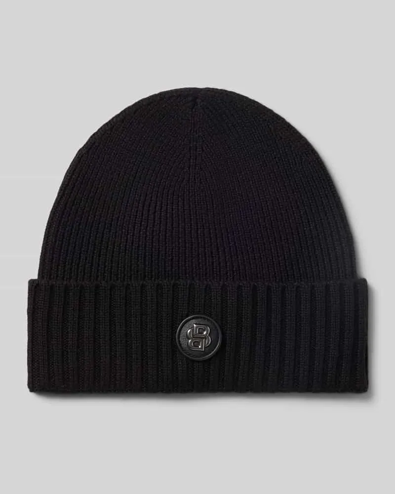 HUGO BOSS Mütze aus Wolle mit Logo-Badge Black