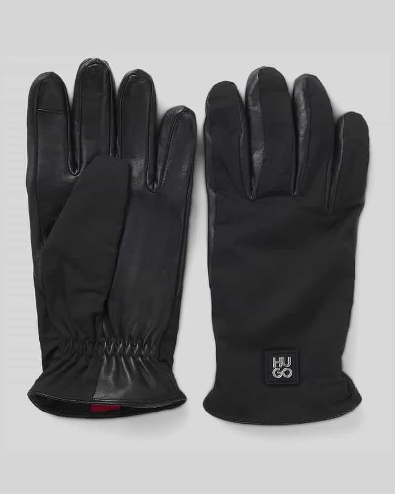 HUGO BOSS Handschuhe mit Logo-Patch Black