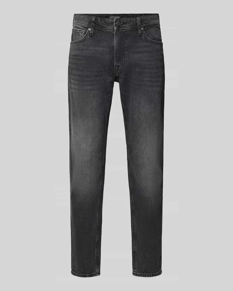 Jack & Jones Regular Fit Straight Fit Jeans mit Used-Waschung Jeansblau