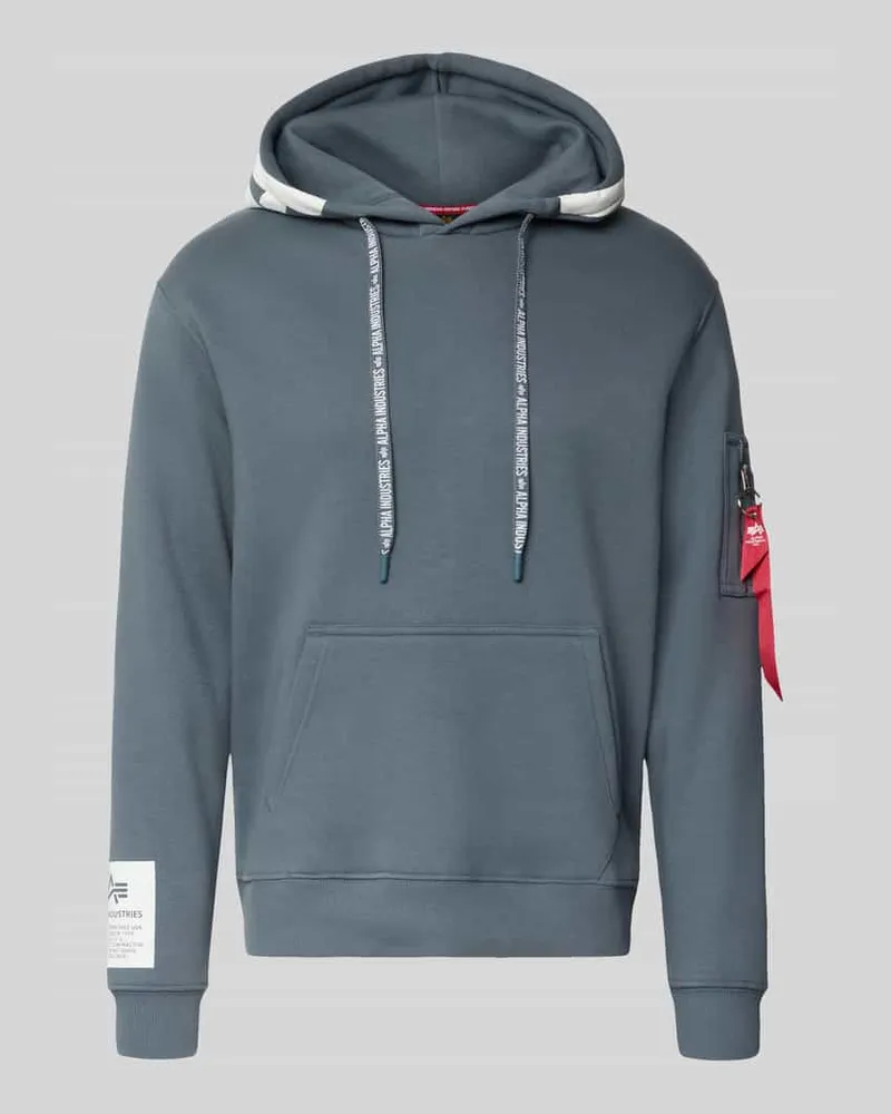 Alpha Industries Regular Fit Hoodie aus Baumwoll-Mix mit Label-Patch Hellblau