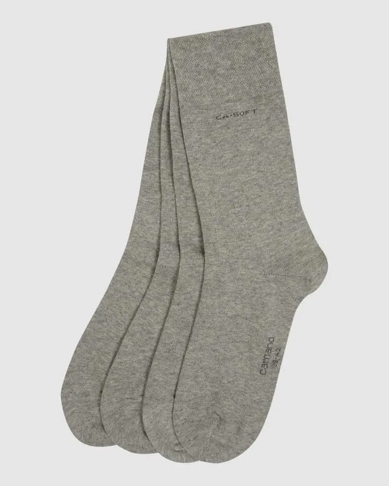 Camano Socken im unifarbenen Design im 4er-Pack Hellgrau