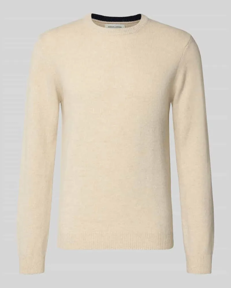 Casual Friday Strickpullover aus Woll-Mix Modell 'KARL Offwhite
