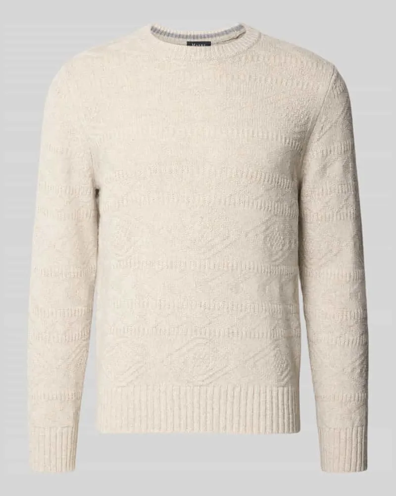 Maerz Strickpullover aus Schurwolle mit Rundhalsausschnitt Offwhite