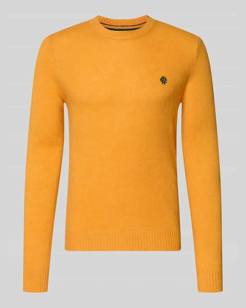 McNeal Slim Fit Strickpullover aus reiner Wolle mit Label-Stitching Coral
