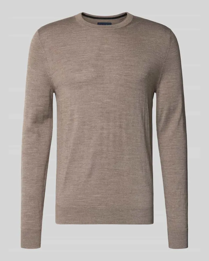 Christian Berg Regular Fit Longsleeve aus Merino-Mix Mud