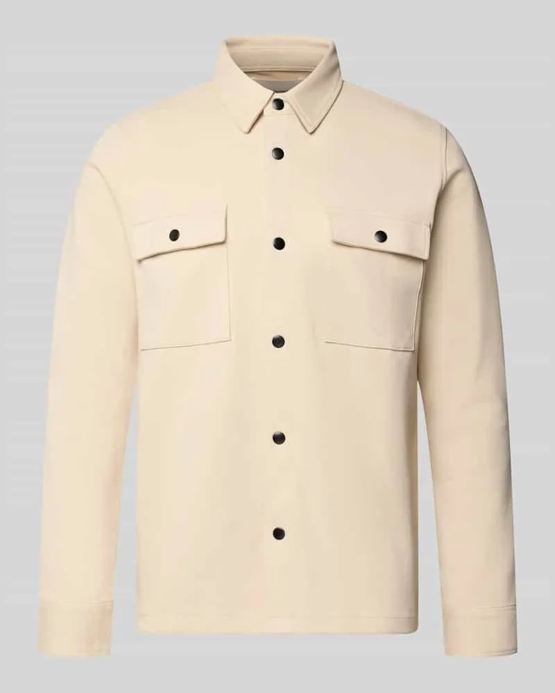Selected Regular Fit Hemdjacke mit Brusttaschen Modell 'JACKIE Ecru