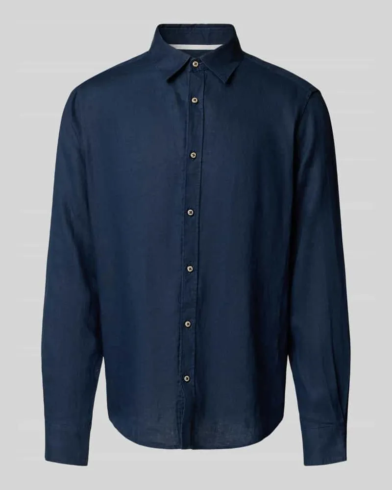 S.Oliver Regular Fit Leinenhemd mit Sportmanschetten 