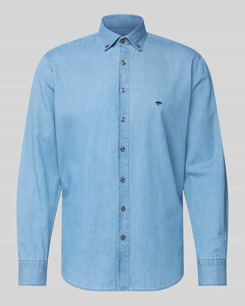 Fynch-Hatton Regular Fit Freizeithemd mit Button-Down-Kragen Jeansblau