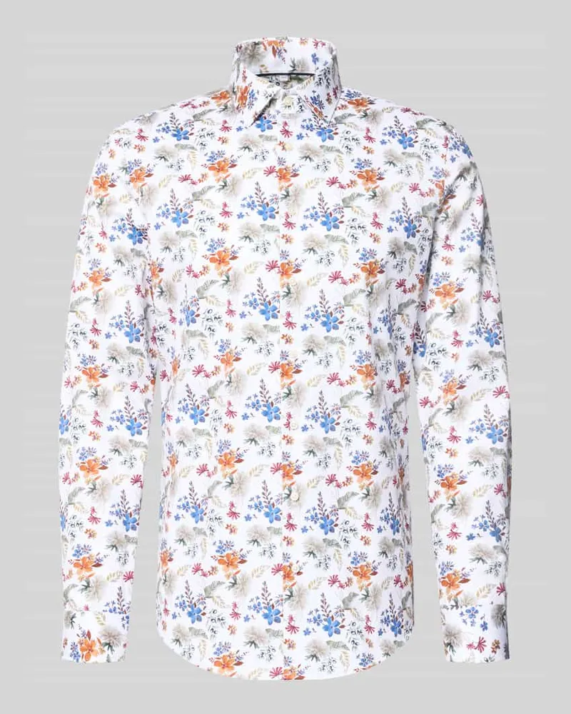 JAKE*S Slim Fit Business-Hemd mit Kentkragen Weiss
