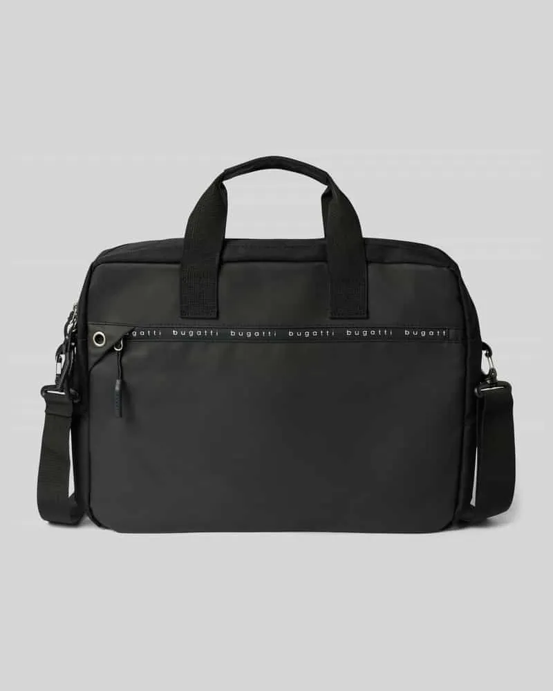 Bugatti Laptoptasche mit Label-Prints Modell 'Blanc Delight Black