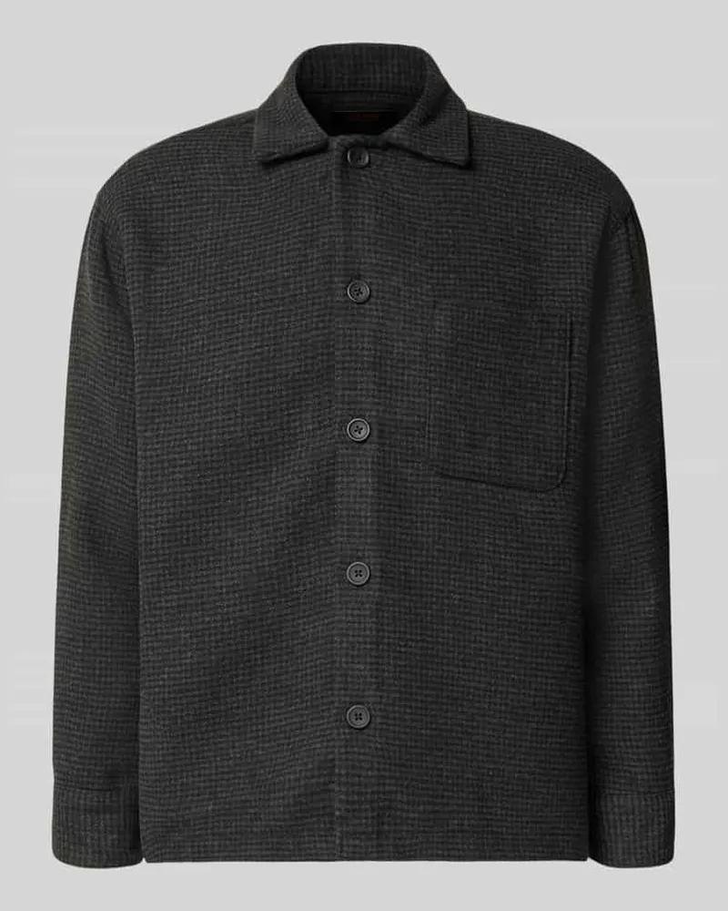 Jack & Jones Regular Fit Hemdjacke mit Brusttasche Modell 'SOHO OLLIE Black