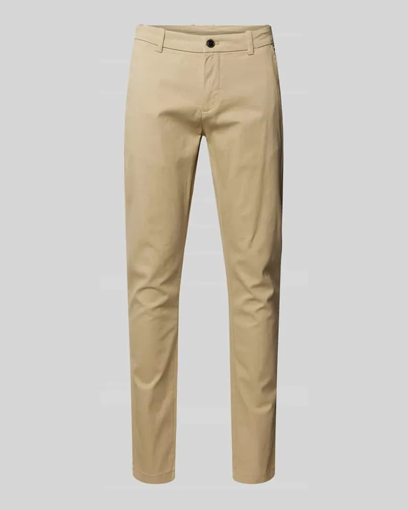 Lindbergh Slim Fit Chino mit Gesäßtaschen Sand