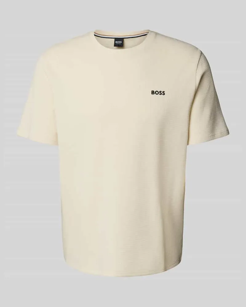HUGO BOSS Regular Fit T-Shirt in Waffeloptik Offwhite