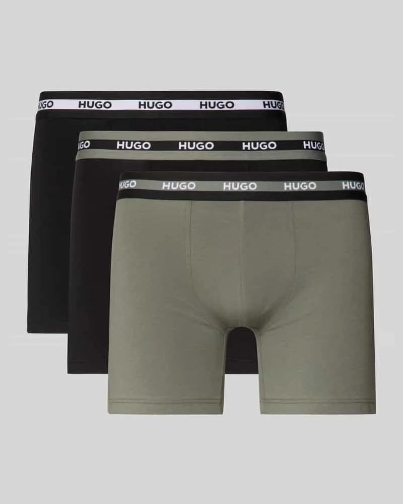 HUGO BOSS Slim Fit Trunks aus Baumwoll-Mix im 3er-Pack Modell 'PLANET Mittelgrau