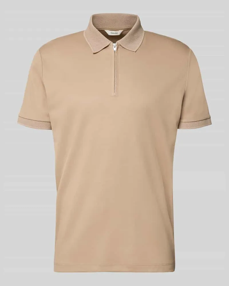 Selected Homme Regular Fit Poloshirt aus Bio-Baumwoll-Mix Modell 'FAVE Sand