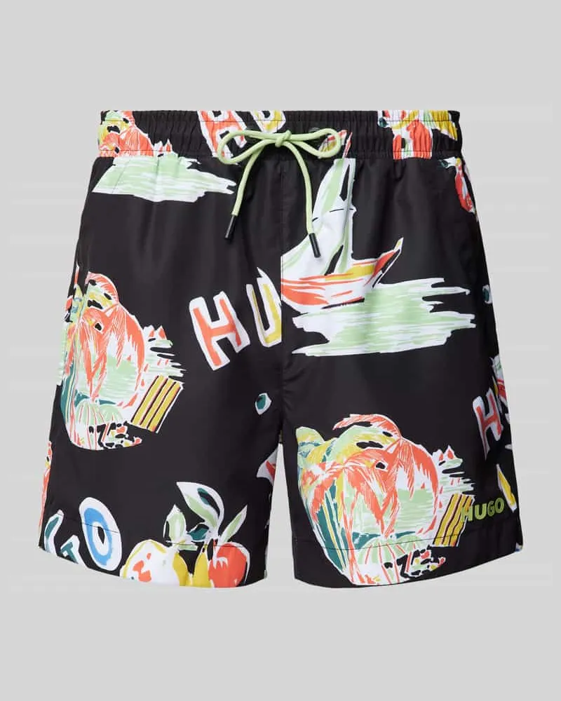 HUGO BOSS Relaxed Fit Badeshorts mit Label-Print Modell 'CALALA 
