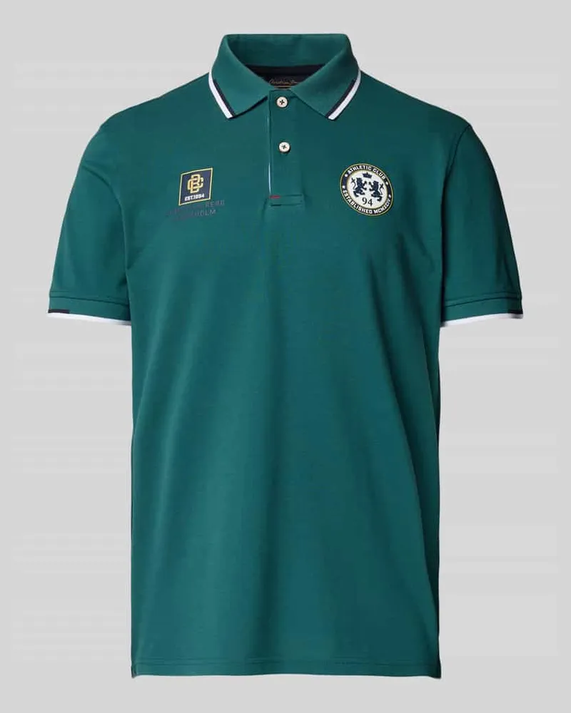 Christian Berg Poloshirt mit kurzer Knopfleiste und Label-Prints 