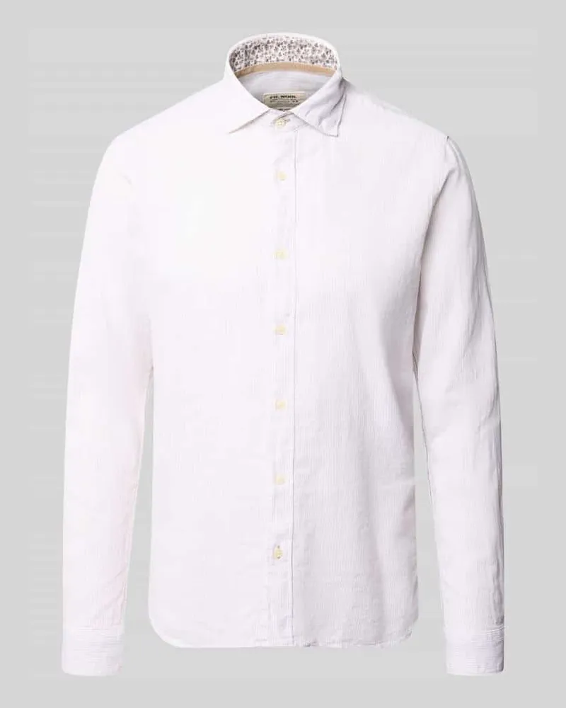 FIL NOIR Regular Fit Business-Hemd aus Leinen-Baumwoll-Mix Modell 'ROMA Taupe