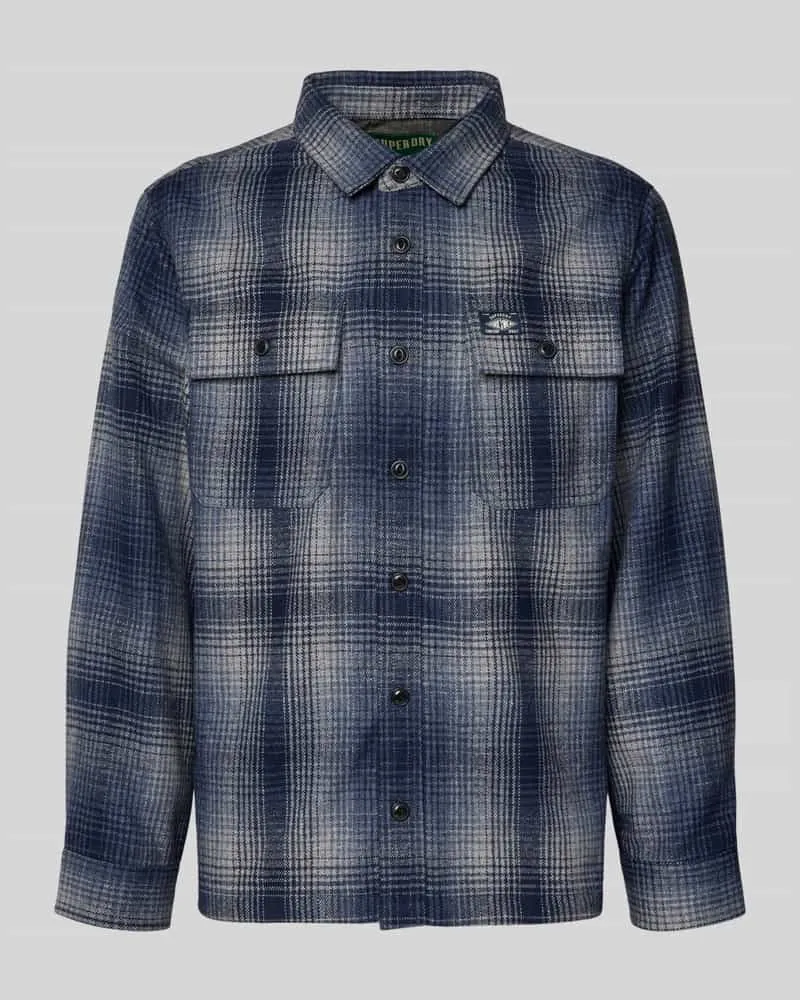 Superdry. Hemdjacke mit Kentkragen Blau